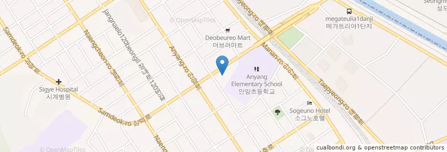 Mapa de ubicacion de 중화당한의원 en Güney Kore, 경기도, 안양시, 만안구.