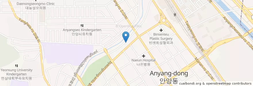 Mapa de ubicacion de 황경하한의원 en Korea Selatan, Gyeonggi, 안양시, 만안구.