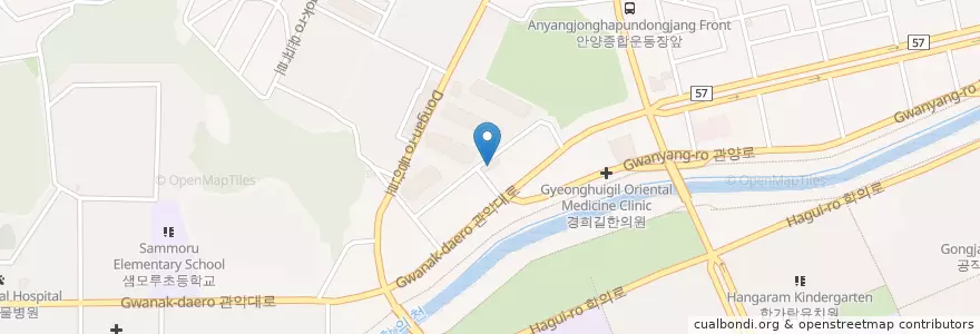 Mapa de ubicacion de Seonu Oriental Medicine Clinic en South Korea, Gyeonggi-Do, Anyang-Si, 동안구, 비산동.