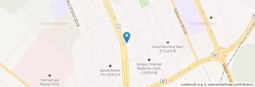 Mapa de ubicacion de 성모한의원 en 대한민국, 경기도, 안양시, 동안구, 호계동.