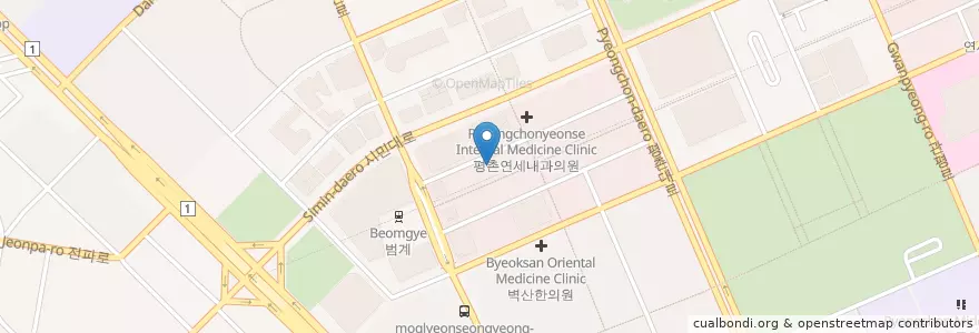 Mapa de ubicacion de 유승한의원 en 대한민국, 경기도, 안양시, 동안구, 호계동.
