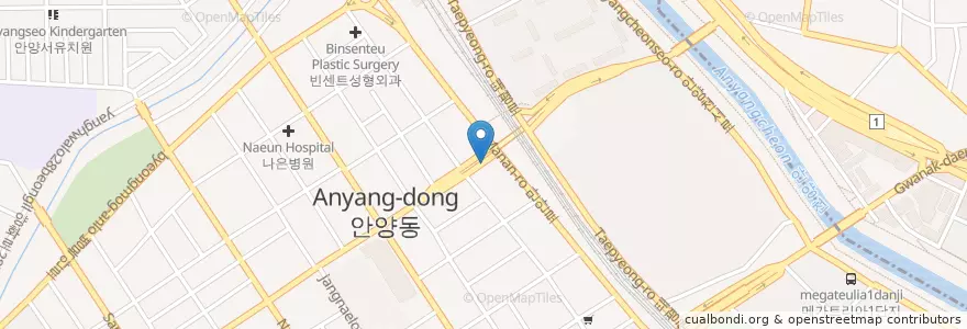 Mapa de ubicacion de Bakjongha Oriental Medicine Clinic en South Korea, Gyeonggi-Do, Anyang-Si, 만안구.