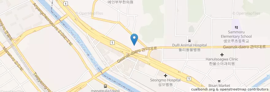 Mapa de ubicacion de 광제당한의원 en Corée Du Sud, Gyeonggi, 안양시, 동안구.