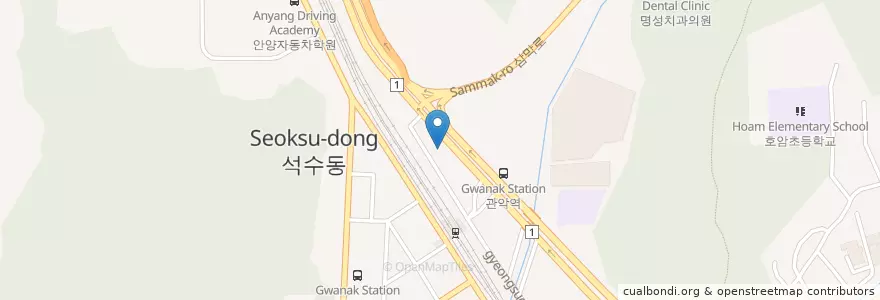 Mapa de ubicacion de 관악한의원 en 韩国/南韓, 京畿道, 安养市, 萬安區.