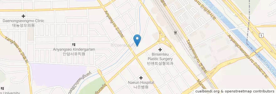Mapa de ubicacion de 수맥한의원 en Korea Selatan, Gyeonggi, 안양시, 만안구.
