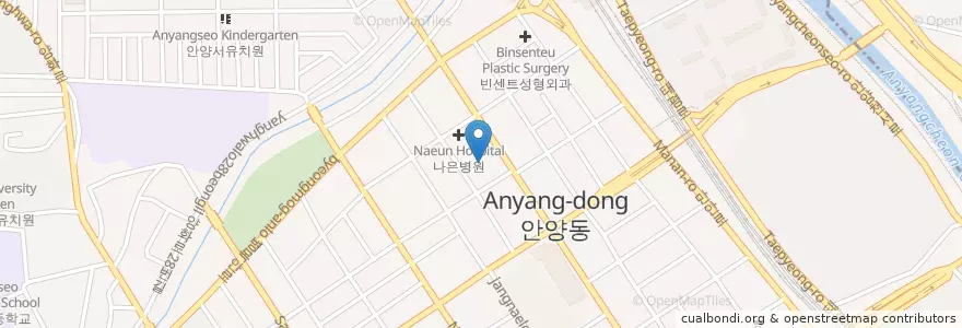 Mapa de ubicacion de 만춘당한의원 en کره جنوبی, گیونگی-دو, 안양시, 만안구.