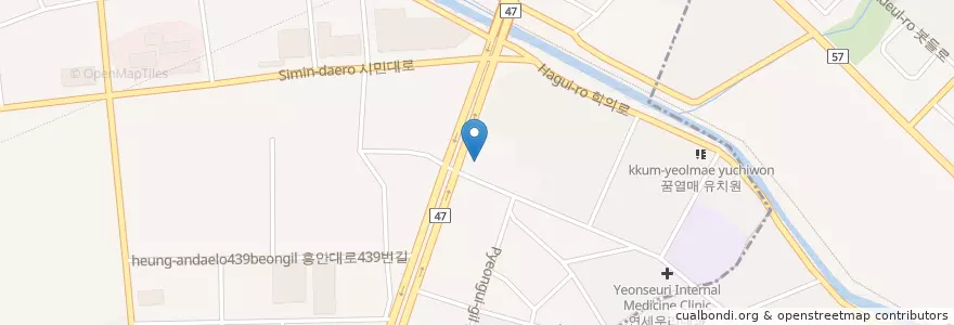 Mapa de ubicacion de 소망한의원 en کره جنوبی, گیونگی-دو, 안양시, 동안구, 관양동.