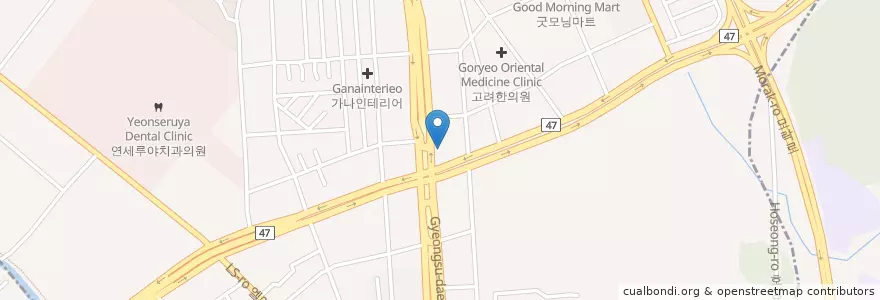 Mapa de ubicacion de 최규선한의원 en Zuid-Korea, Gyeonggi-Do, 안양시, 동안구, 호계동.
