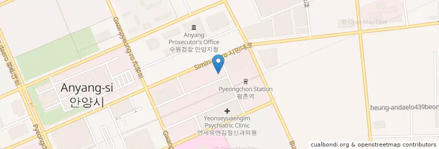 Mapa de ubicacion de 은행나무한의원 en 大韓民国, 京畿道, 安養市, 東安区.