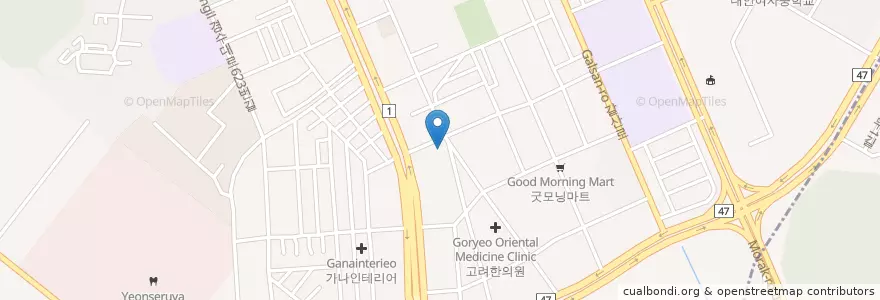 Mapa de ubicacion de 홍제한의원 en كوريا الجنوبية, 경기도, 안양시, 동안구, 호계동.