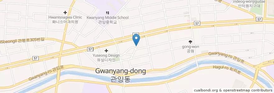 Mapa de ubicacion de 연수당한의원 en کره جنوبی, گیونگی-دو, 안양시, 동안구, 관양동.