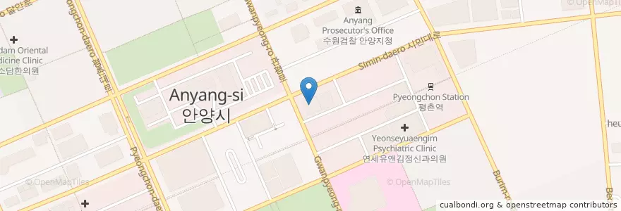 Mapa de ubicacion de 다사랑동물병원 en Südkorea, Gyeonggi-Do, 안양시, 동안구.