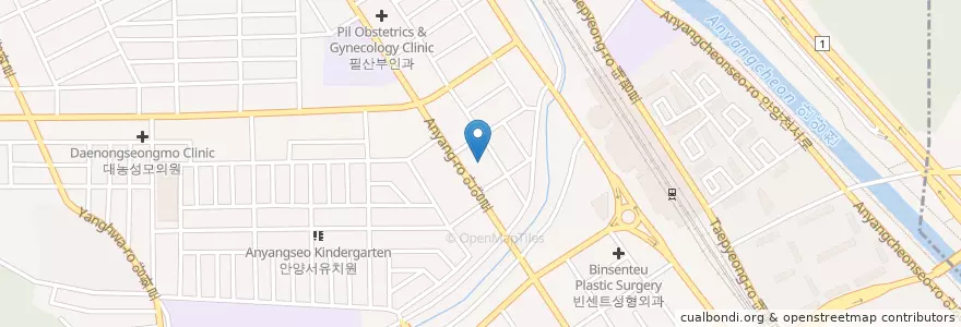 Mapa de ubicacion de 금강약국 en 대한민국, 경기도, 안양시, 만안구.