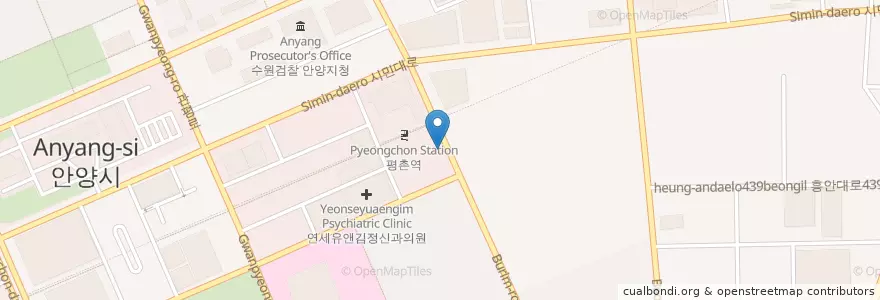 Mapa de ubicacion de 미소그린 en Coreia Do Sul, Gyeonggi, 안양시, 동안구.