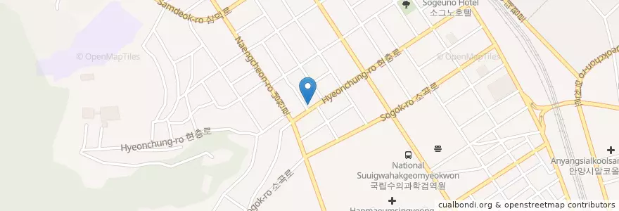 Mapa de ubicacion de 컴퓨터종합병원 en 대한민국, 경기도, 안양시, 만안구.