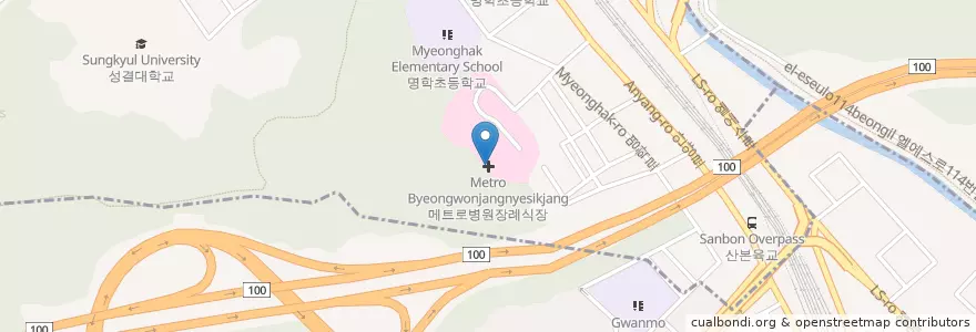 Mapa de ubicacion de 메트로병원장례식장 en Zuid-Korea, Gyeonggi-Do, 안양시, 군포시, 만안구.