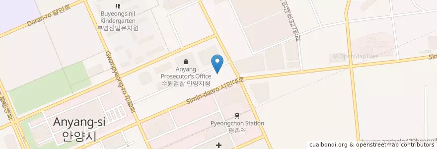 Mapa de ubicacion de 에이스디자인 en 大韓民国, 京畿道, 安養市, 東安区.