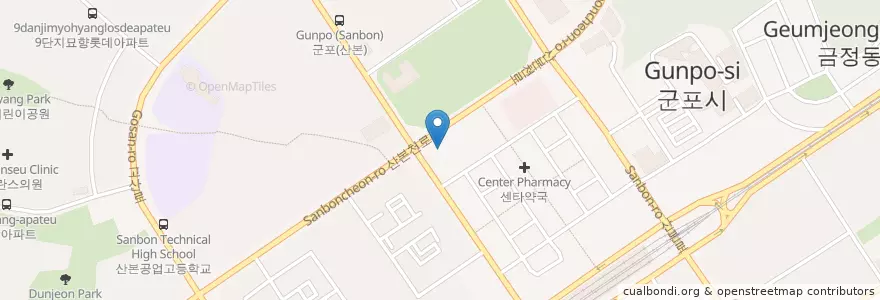 Mapa de ubicacion de 엔젤산부인과 en Zuid-Korea, Gyeonggi-Do, 군포시, 광정동.