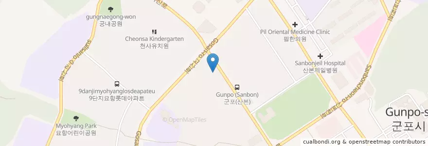 Mapa de ubicacion de 정계진한의원 en Республика Корея, Кёнгидо, 군포시, 광정동.