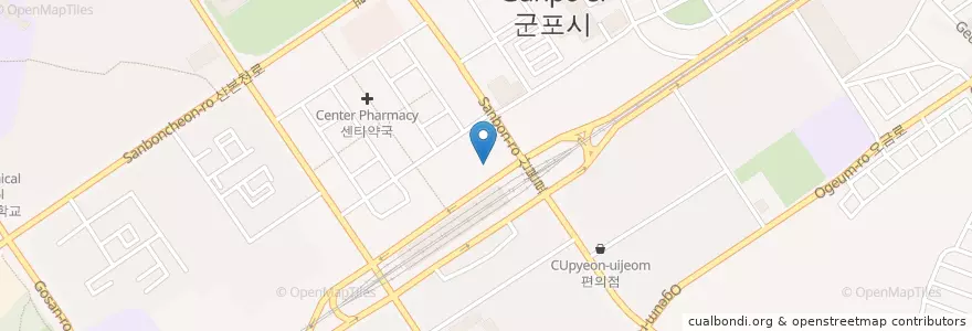 Mapa de ubicacion de 아이라라 아동발달연구센터 산본연구소 en Güney Kore, 경기도, 군포시, 재궁동.