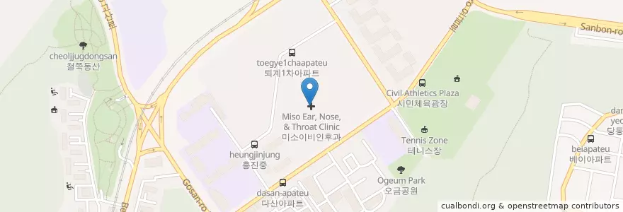 Mapa de ubicacion de 미치과의원 en Zuid-Korea, Gyeonggi-Do, 군포시, 오금동.