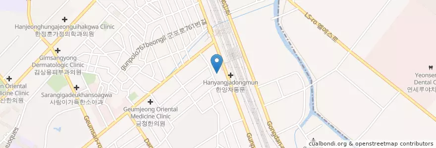 Mapa de ubicacion de 세아치과의원 (Sea Dental Clinic) en كوريا الجنوبية, 경기도, 군포시, 금정동, 산본1동.
