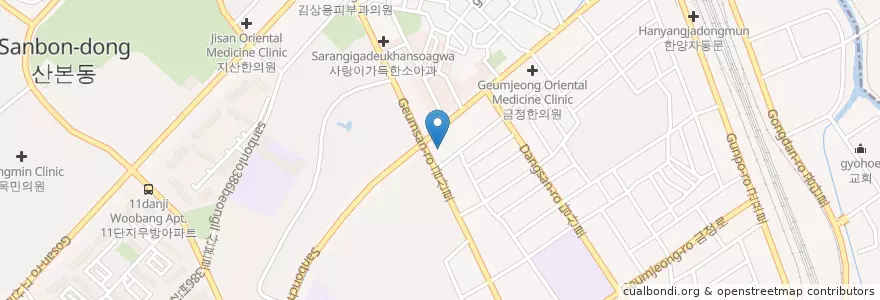 Mapa de ubicacion de 가든치과의원 en کره جنوبی, گیونگی-دو, 군포시, 산본2동.