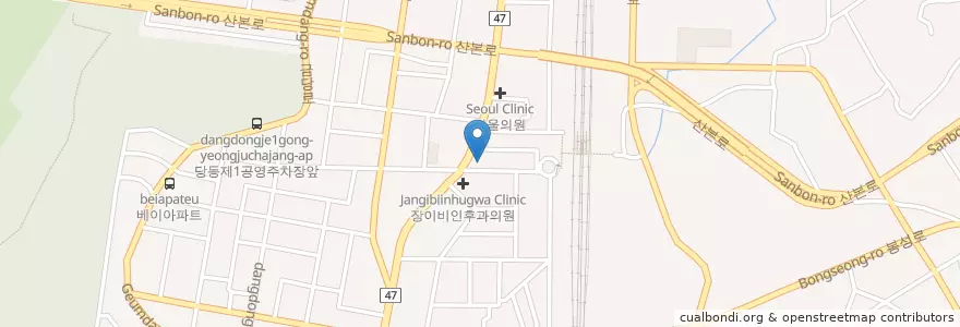 Mapa de ubicacion de 이규호치과의원 en 대한민국, 경기도, 군포시, 당동, 군포1동.
