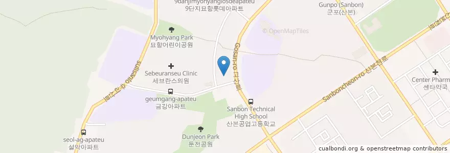 Mapa de ubicacion de 미소치과 en Güney Kore, 경기도, 군포시, 궁내동.