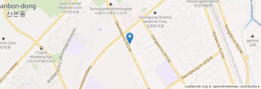 Mapa de ubicacion de 현대치과 en Республика Корея, Кёнгидо, 군포시, 산본2동.