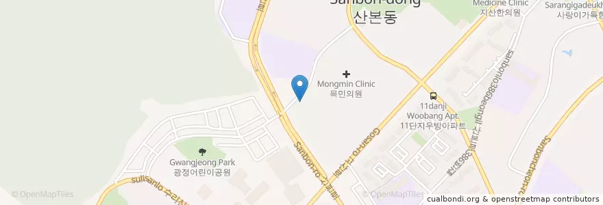Mapa de ubicacion de 한양치과 en Corea Del Sud, Gyeonggi, 군포시, 산본2동, 광정동.