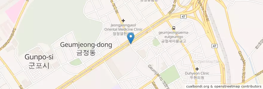Mapa de ubicacion de 최천영치과의원 en كوريا الجنوبية, 경기도, 군포시, 금정동.