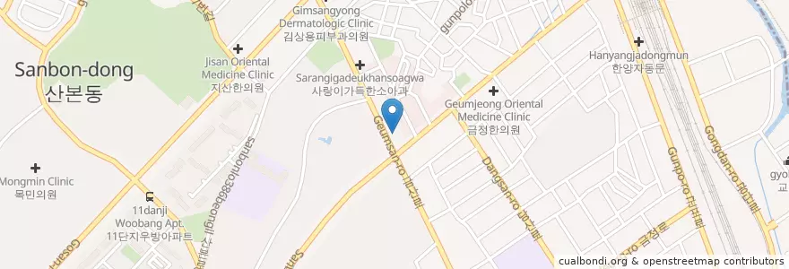 Mapa de ubicacion de 산본치과의원 en کره جنوبی, گیونگی-دو, 군포시, 산본2동.
