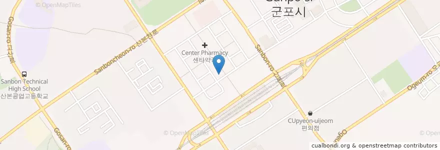 Mapa de ubicacion de 스마일라인치과 en كوريا الجنوبية, 경기도, 군포시.