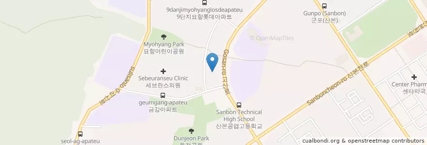 Mapa de ubicacion de 문윤자치과 en Korea Selatan, Gyeonggi, 군포시, 궁내동.