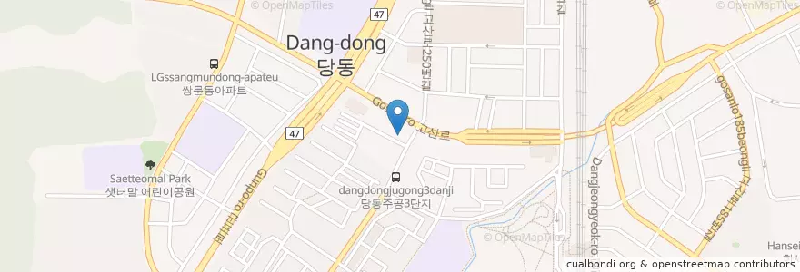 Mapa de ubicacion de 서울플러스치과 en کره جنوبی, گیونگی-دو, 군포시, 당동, 군포1동, 군포2동.