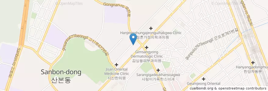 Mapa de ubicacion de 곽종민치과의원 en کره جنوبی, گیونگی-دو, 군포시, 산본2동.