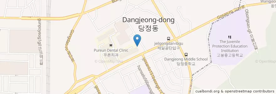 Mapa de ubicacion de 수치과 en Zuid-Korea, Gyeonggi-Do, 군포시, 의왕시, 군포1동.