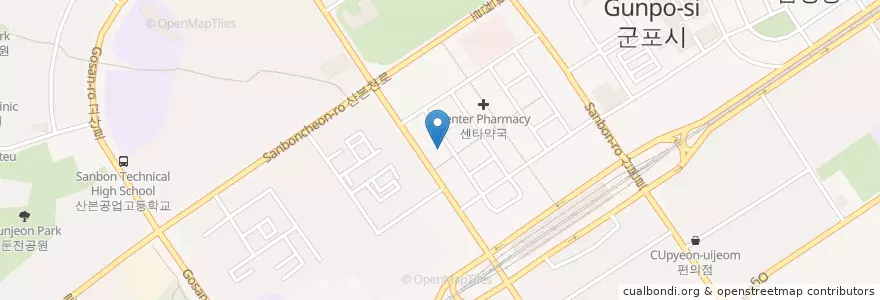 Mapa de ubicacion de 홍기영내과의원 en Güney Kore, 경기도, 군포시.