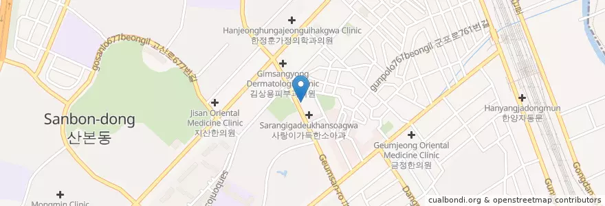Mapa de ubicacion de 김정호내과의원 en Corea Del Sud, Gyeonggi, 군포시, 산본2동.