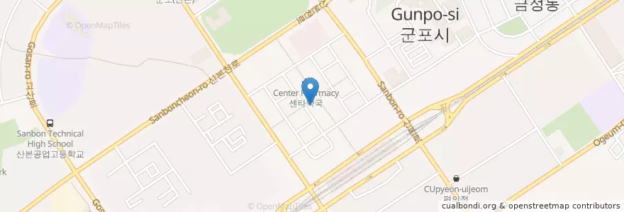 Mapa de ubicacion de 고피부과의원 en South Korea, Gyeonggi-Do, Gunpo-Si.