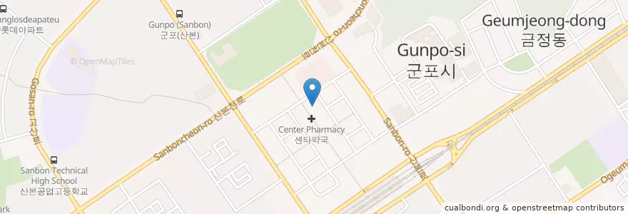 Mapa de ubicacion de 선피부비뇨기과 en South Korea, Gyeonggi-Do, Gunpo-Si.