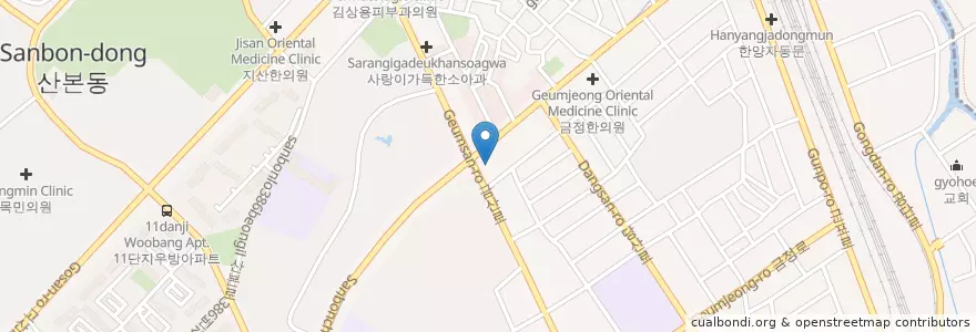 Mapa de ubicacion de 임피부비뇨기과 en Südkorea, Gyeonggi-Do, 군포시, 산본2동.