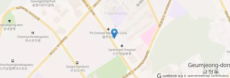 Mapa de ubicacion de 이소영소아과의원 en 대한민국, 경기도, 군포시, 산본2동, 광정동.