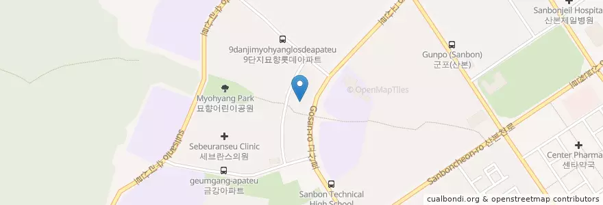 Mapa de ubicacion de 세인소아과 en كوريا الجنوبية, 경기도, 군포시, 궁내동, 광정동.
