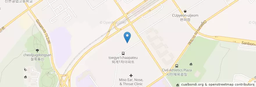 Mapa de ubicacion de 김영환소아과 en Zuid-Korea, Gyeonggi-Do, 군포시, 오금동.