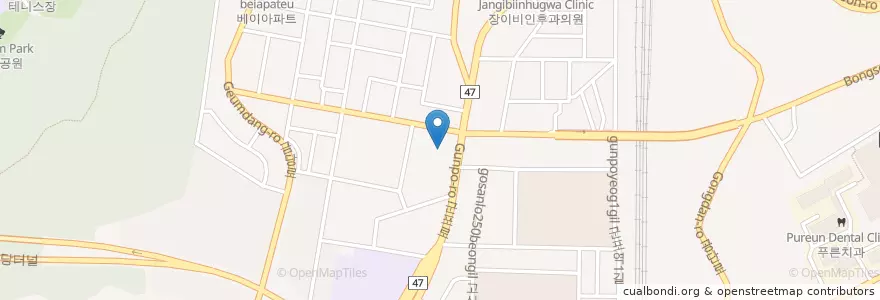 Mapa de ubicacion de 연세소아과의원 en Республика Корея, Кёнгидо, 군포시, 당동, 군포1동.