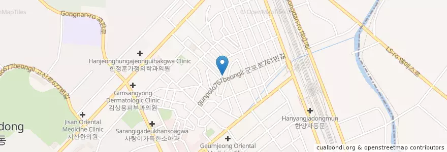 Mapa de ubicacion de 힘정형외과의원 en Zuid-Korea, Gyeonggi-Do, 군포시, 산본1동.