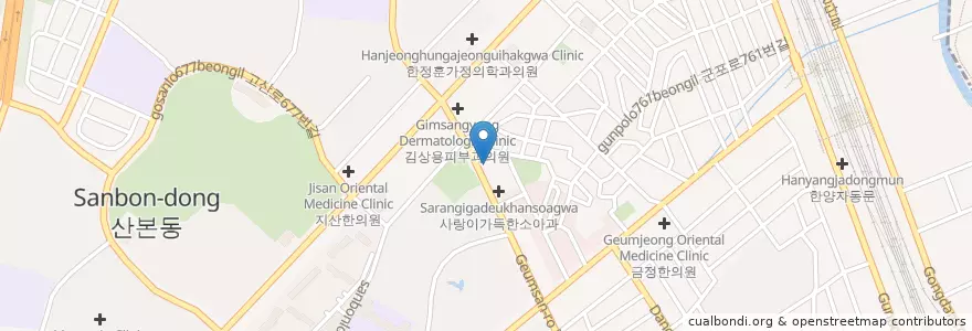 Mapa de ubicacion de 차정형외과의원 en کره جنوبی, گیونگی-دو, 군포시, 산본2동.