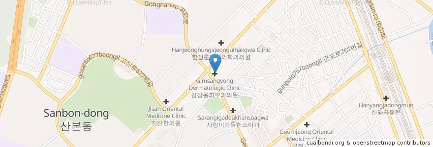 Mapa de ubicacion de 김상용피부과의원 en 대한민국, 경기도, 군포시, 산본2동.
